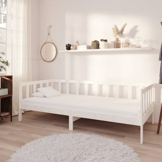 Berkfield Day Bed White Solid Pinewood 90x200 cm