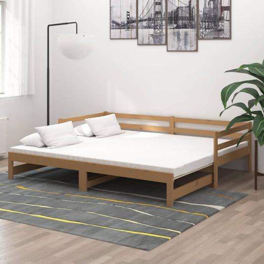 Berkfield Pull-out Day Bed Honey Brown Solid Pinewood 2x