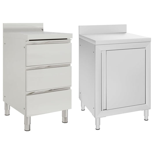 Berkfield Commercial Kitchen Cabinets 2 pcs Stainless Steel