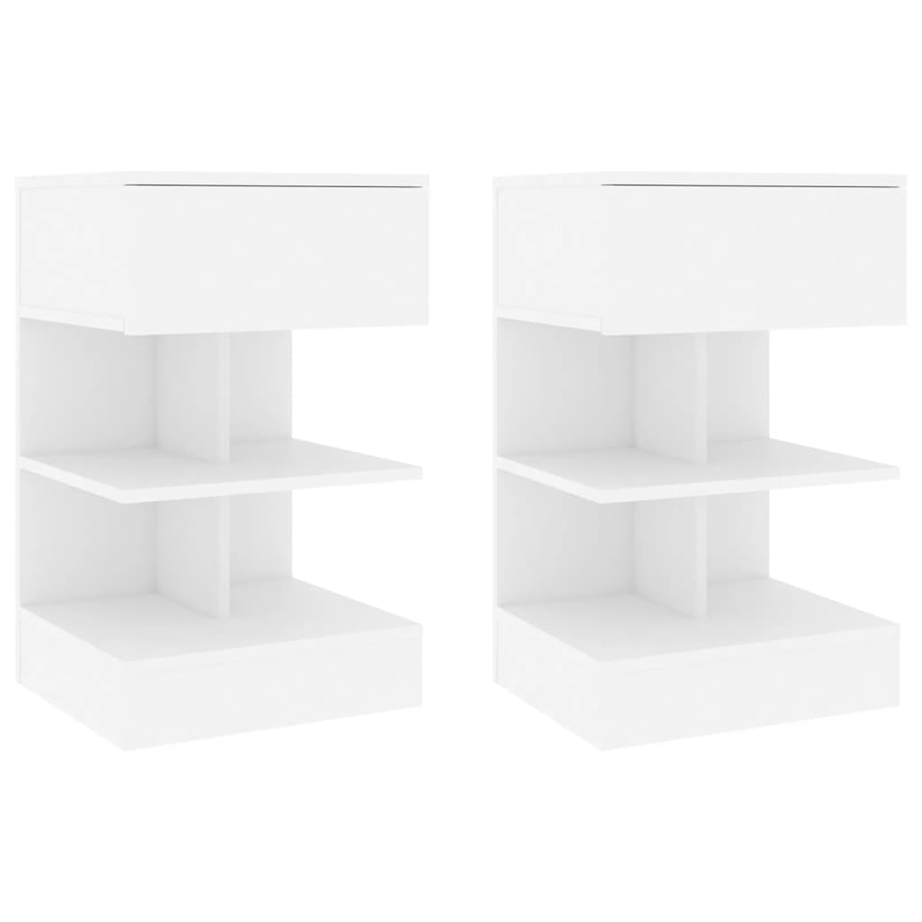 Berkfield Bedside Cabinets 2 pcs White 40x35x65 cm Engineered Wood