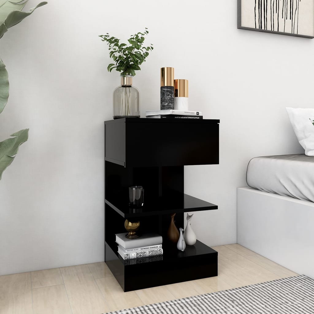 Berkfield Bedside Cabinet Black 40x35x65 cm Engineered Wood