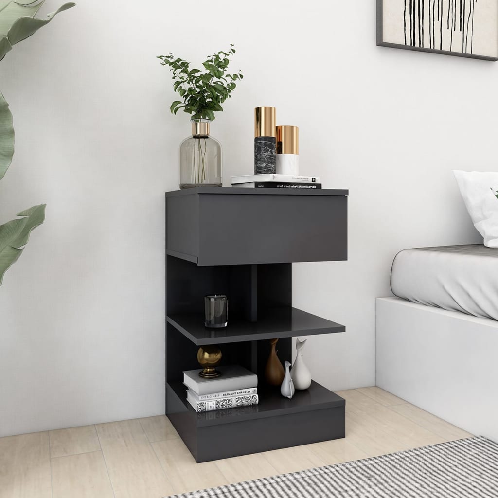 Berkfield Bedside Cabinet Grey 40x35x65 cm Engineered Wood