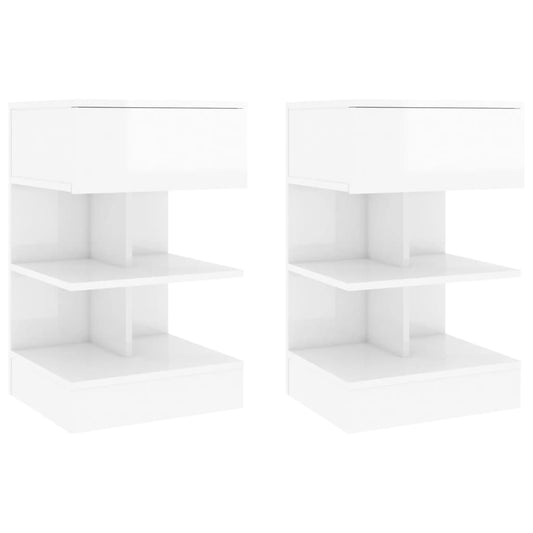 Berkfield Bedside Cabinets 2 pcs High Gloss White 40x35x65 cm
