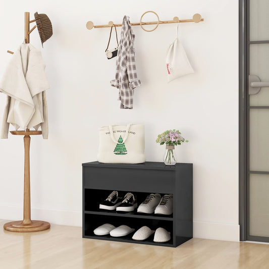 Berkfield Shoe Bench High Gloss Grey 60x30x45 cm Engineered Wood