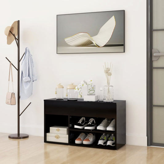 Berkfield Shoe Bench High Gloss Black 80x30x45 cm Engineered Wood