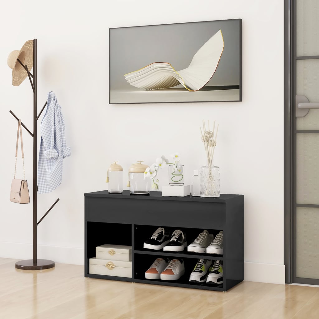 Berkfield Shoe Bench High Gloss Grey 80x30x45 cm Engineered Wood