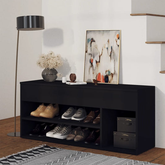 Berkfield Shoe Bench Black 105x30x45 cm Engineered Wood