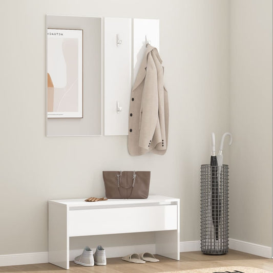 Berkfield Hallway Furniture Set High Gloss White Engineered Wood