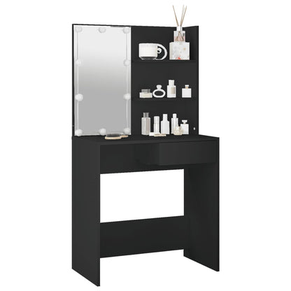 Berkfield Dressing Table with LED Black 74.5x40x141 cm
