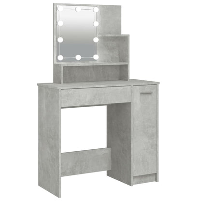Berkfield Dressing Table with LED Concrete Grey 86.5x35x136 cm