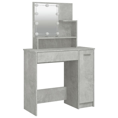 Berkfield Dressing Table with LED Concrete Grey 86.5x35x136 cm