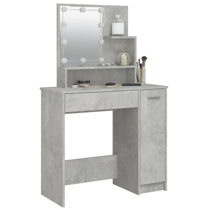Berkfield Dressing Table with LED Concrete Grey 86.5x35x136 cm