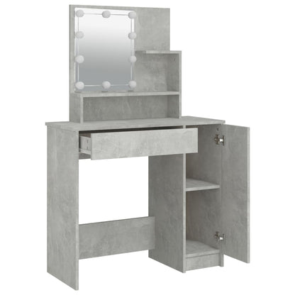 Berkfield Dressing Table with LED Concrete Grey 86.5x35x136 cm