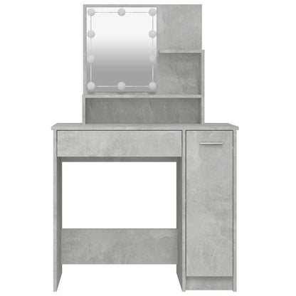 Berkfield Dressing Table with LED Concrete Grey 86.5x35x136 cm