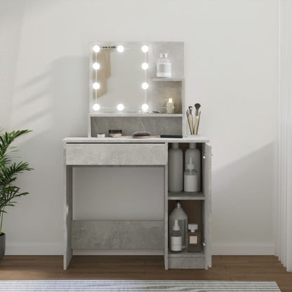 Berkfield Dressing Table with LED Concrete Grey 86.5x35x136 cm