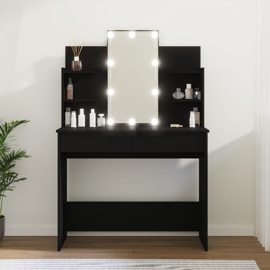 Berkfield Dressing Table with LED Black 96x40x142 cm