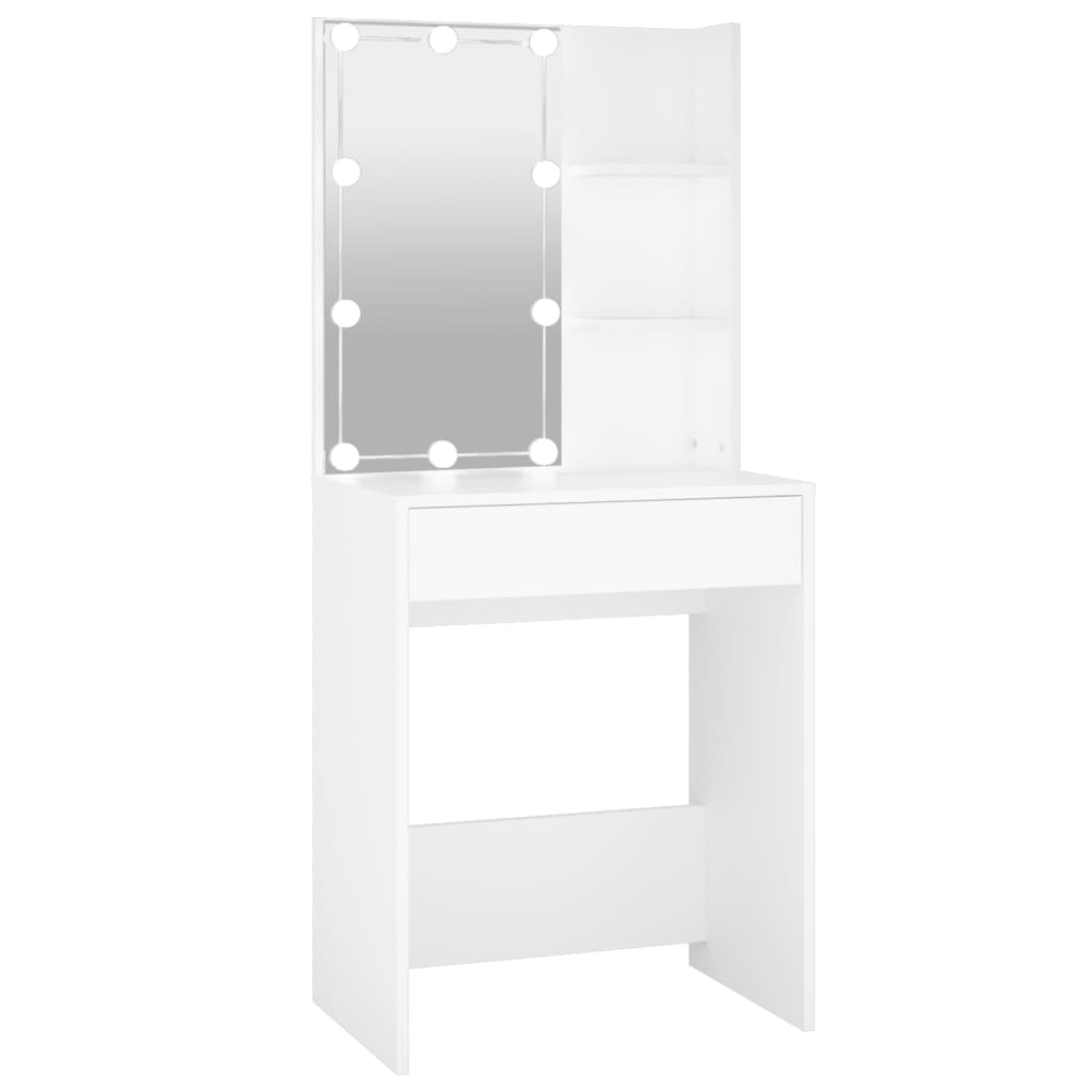 Berkfield Dressing Table with LED White 60x40x140 cm