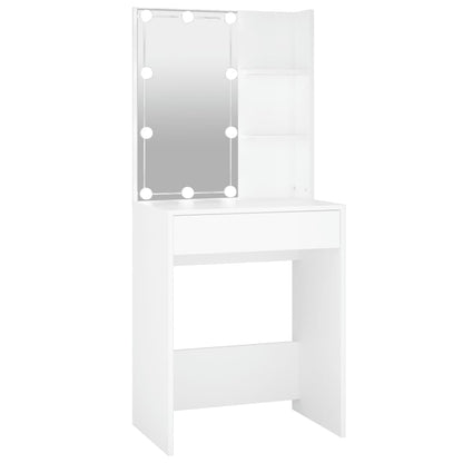 Berkfield Dressing Table with LED White 60x40x140 cm
