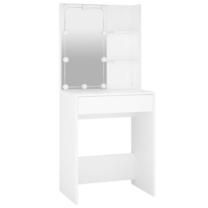 Berkfield Dressing Table with LED White 60x40x140 cm