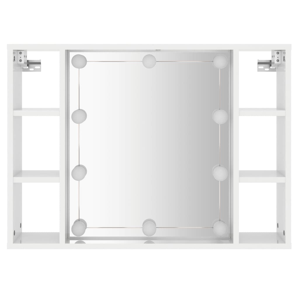 Berkfield Mirror Cabinet with LED High Gloss White 76x15x55 cm