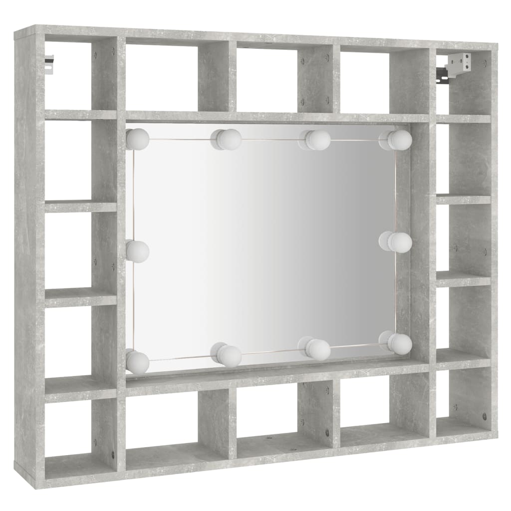Berkfield Mirror Cabinet with LED Concrete Grey 91x15x76.5 cm