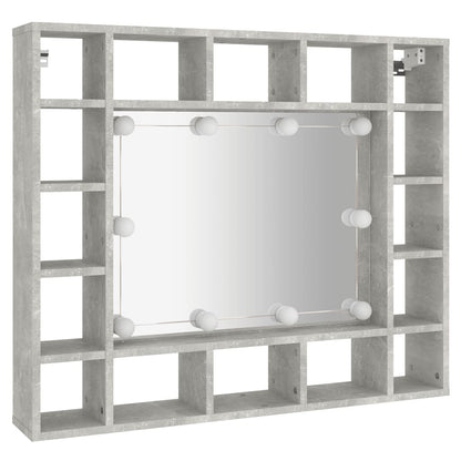 Berkfield Mirror Cabinet with LED Concrete Grey 91x15x76.5 cm
