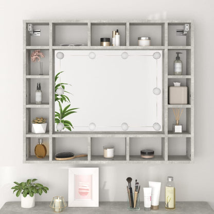 Berkfield Mirror Cabinet with LED Concrete Grey 91x15x76.5 cm