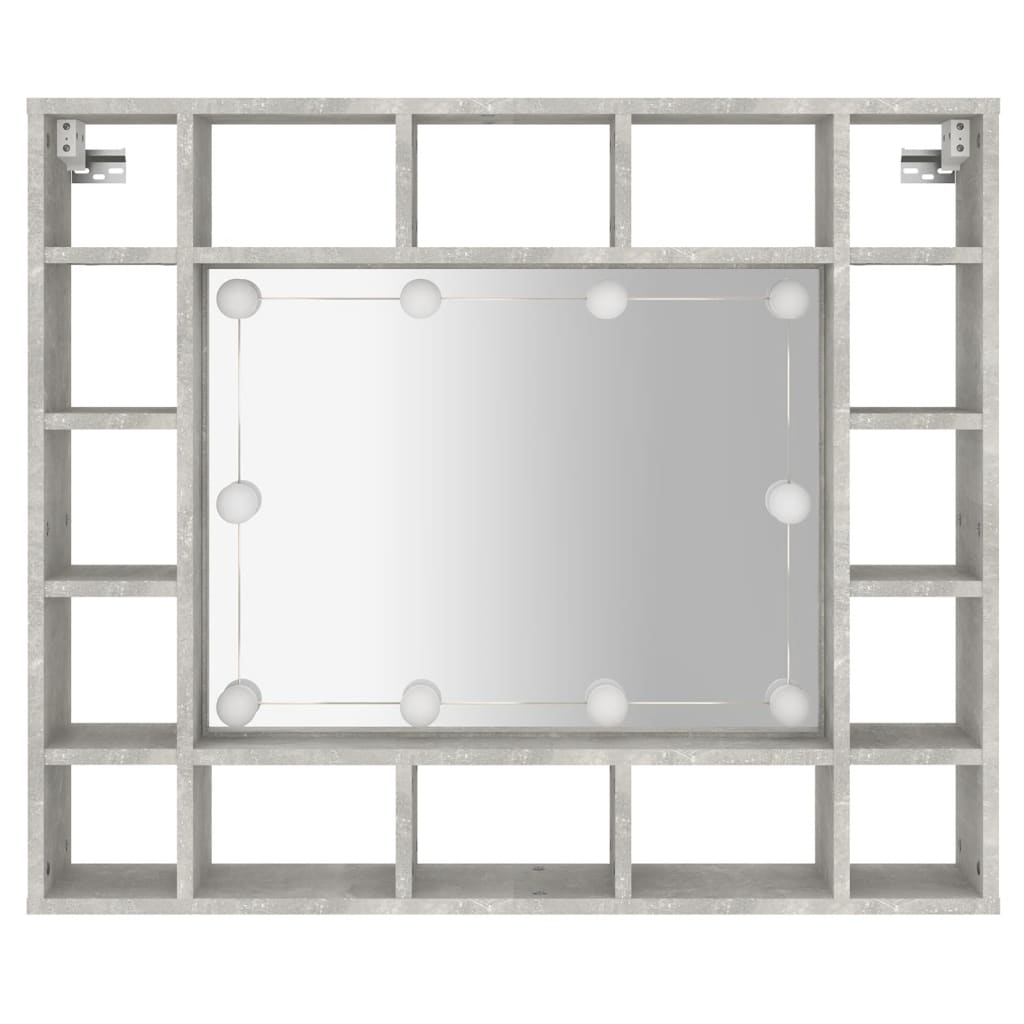 Berkfield Mirror Cabinet with LED Concrete Grey 91x15x76.5 cm
