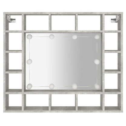 Berkfield Mirror Cabinet with LED Concrete Grey 91x15x76.5 cm