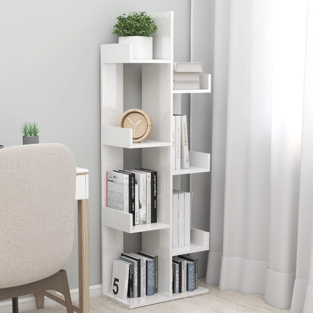 Berkfield Book Cabinet High Gloss White 48x25.5x140 cm Engineered Wood