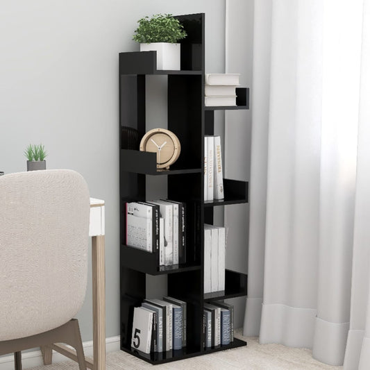 Berkfield Book Cabinet High Gloss Black 48x25.5x140 cm Engineered Wood