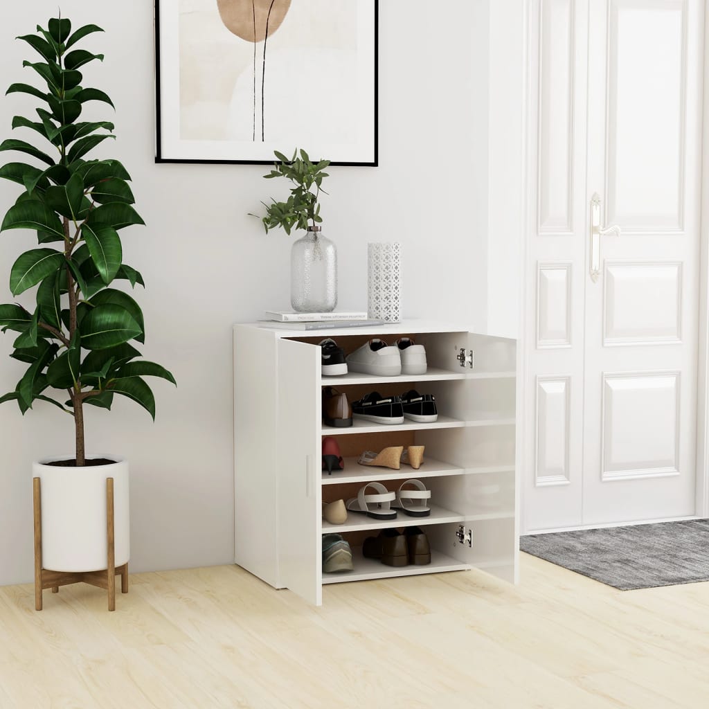 Berkfield Shoe Cabinet High Gloss White 60x35x70 cm Engineered Wood