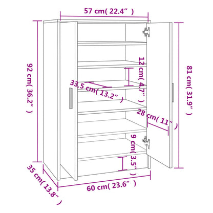 Berkfield Shoe Cabinet Sonoma Oak 60x35x92 cm Engineered Wood