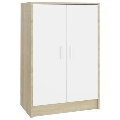 Berkfield Shoe Cabinet White and Sonoma Oak 60x35x92 cm Engineered Wood