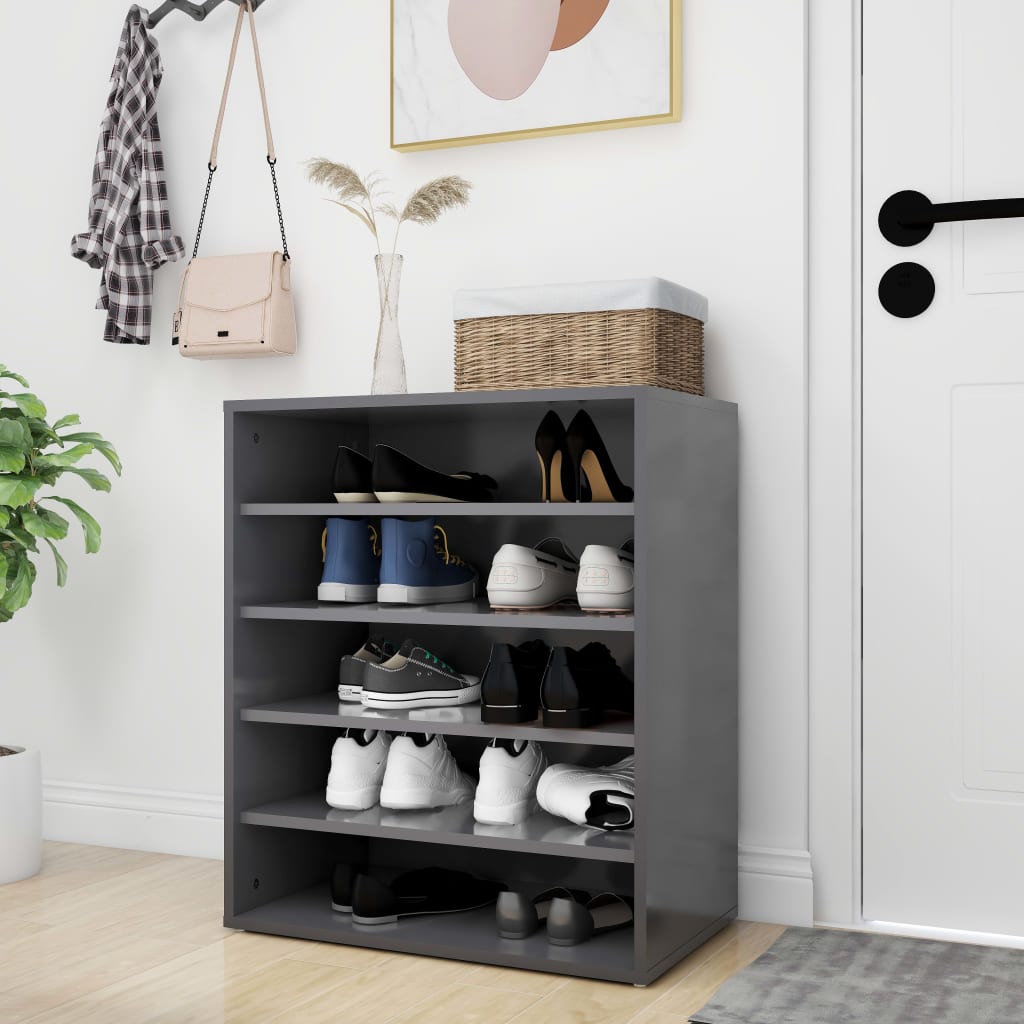 Berkfield Shoe Cabinet High Gloss Grey 60x35x70 cm Engineered Wood