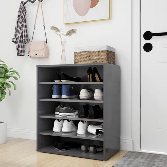 Berkfield Shoe Cabinet High Gloss Grey 60x35x70 cm Engineered Wood