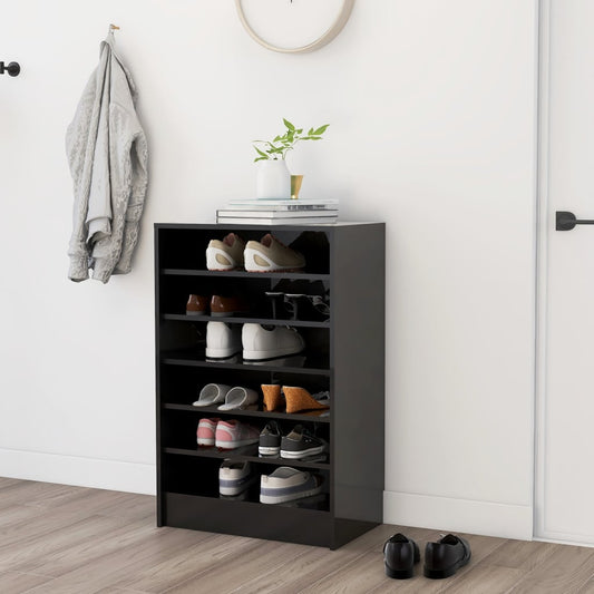 Berkfield Shoe Cabinet High Gloss Black 60x35x92 cm Engineered Wood