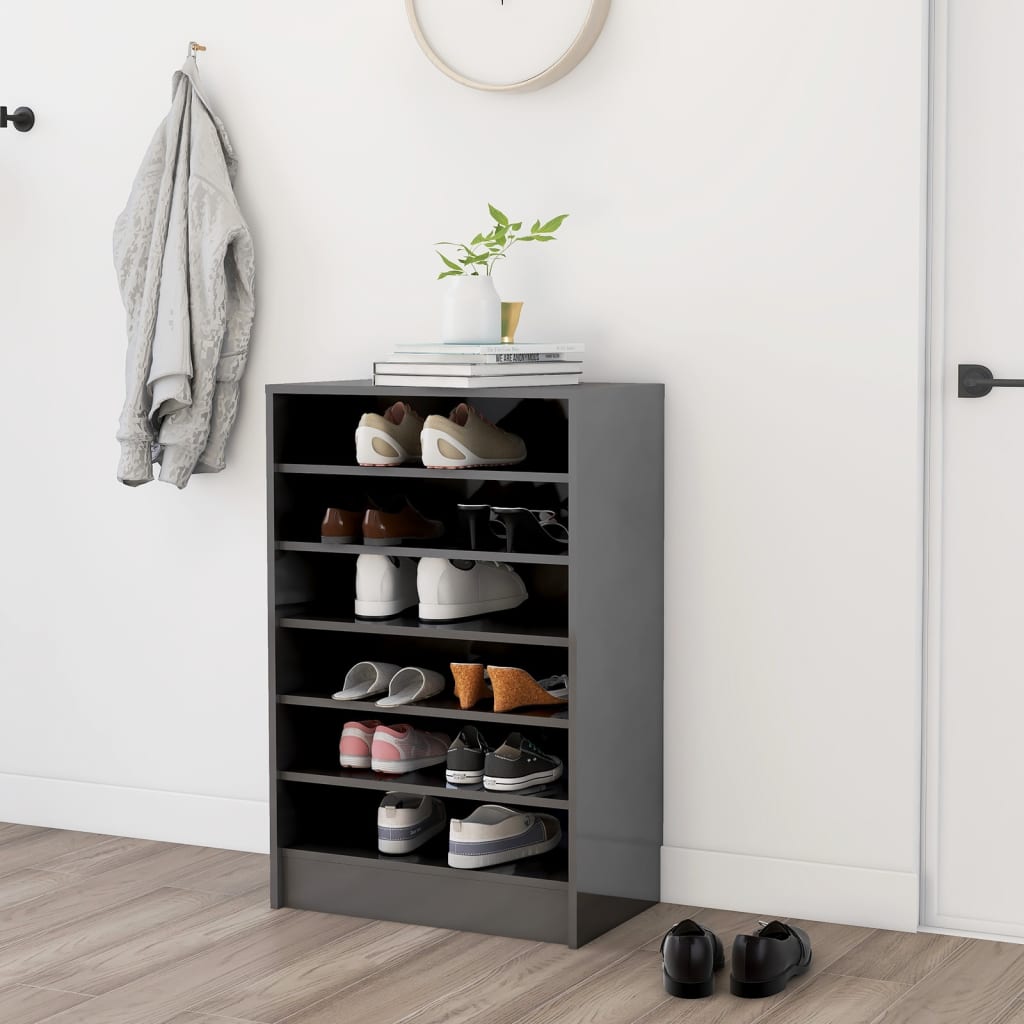 Berkfield Shoe Cabinet High Gloss Grey 60x35x92 cm Engineered Wood
