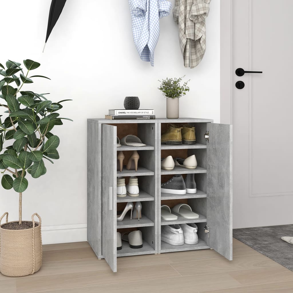 Berkfield Shoe Cabinets 2 pcs Concrete Grey 32x35x70 cm Engineered Wood
