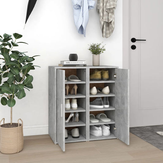 Berkfield Shoe Cabinets 2 pcs Concrete Grey 32x35x70 cm Engineered Wood