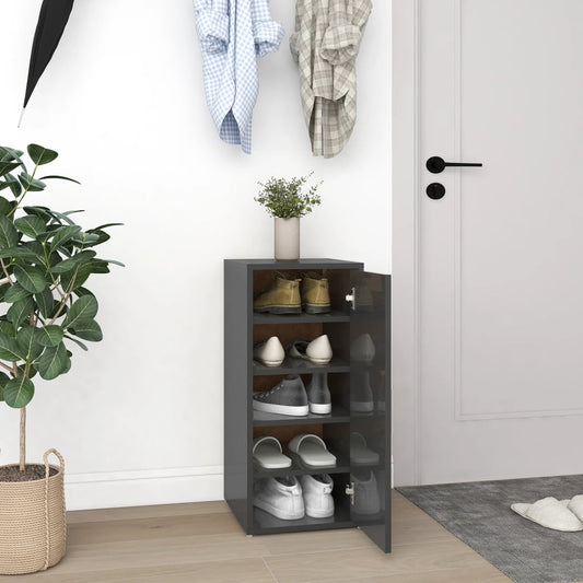 Berkfield Shoe Cabinet High Gloss Grey 32x35x70 cm Engineered Wood