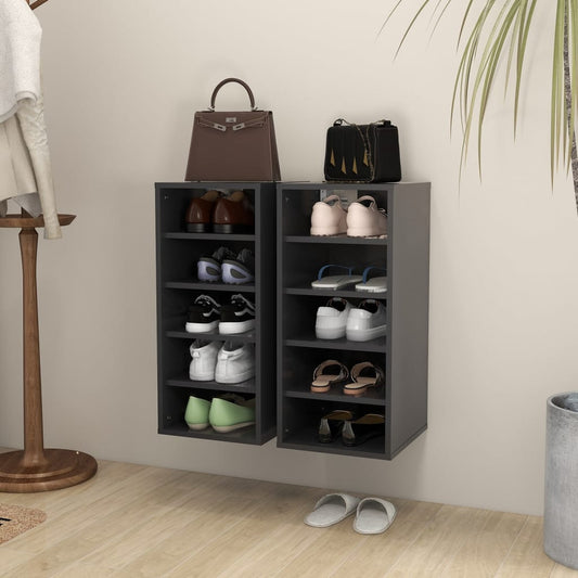 Berkfield Shoe Cabinets 2 pcs Grey 31.5x35x70 cm Engineered Wood