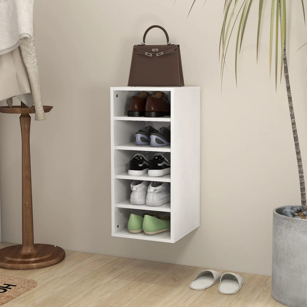 Berkfield Shoe Cabinet High Gloss White 31.5x35x70 cm Engineered Wood