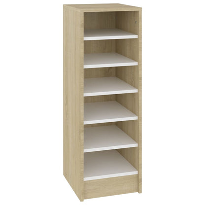 Berkfield Shoe Cabinet White and Sonoma Oak 31.5x35x90 cm Engineered Wood