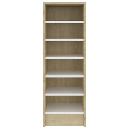 Berkfield Shoe Cabinet White and Sonoma Oak 31.5x35x90 cm Engineered Wood