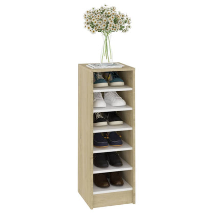 Berkfield Shoe Cabinet White and Sonoma Oak 31.5x35x90 cm Engineered Wood