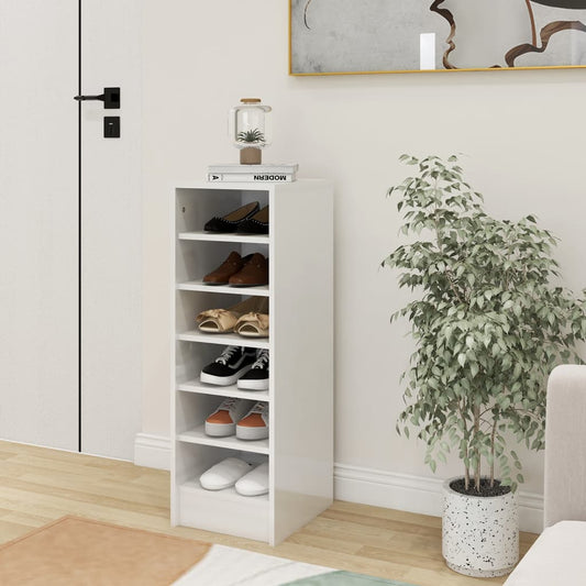 Berkfield Shoe Cabinet High Gloss White 31.5x35x92 cm Engineered Wood