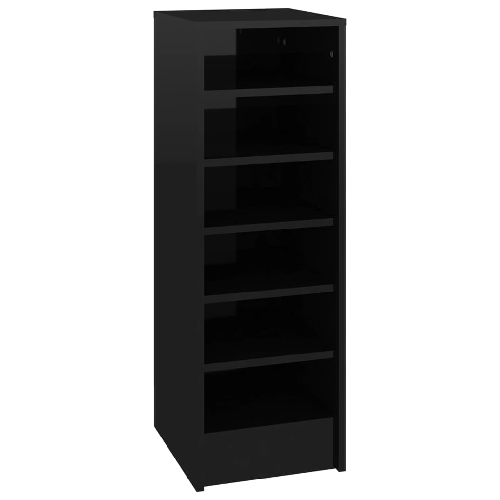 Berkfield Shoe Cabinet High Gloss Black 31.5x35x90 cm Engineered Wood