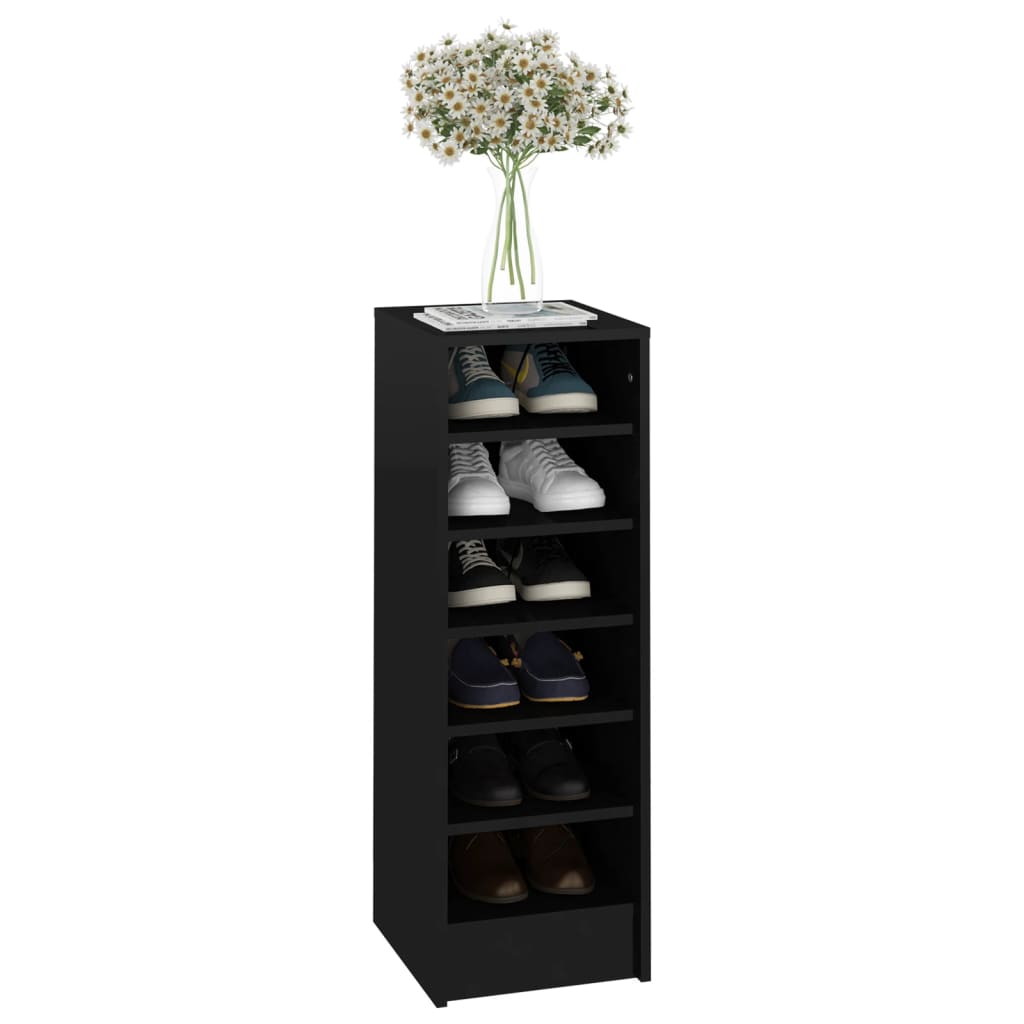 Berkfield Shoe Cabinet High Gloss Black 31.5x35x90 cm Engineered Wood