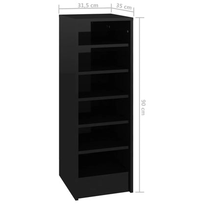 Berkfield Shoe Cabinet High Gloss Black 31.5x35x90 cm Engineered Wood